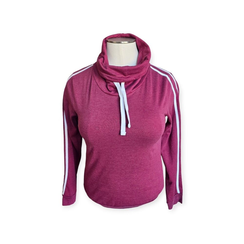 On Fire Womens Sweater Size L Pink White Long Sleeve High Neck Top